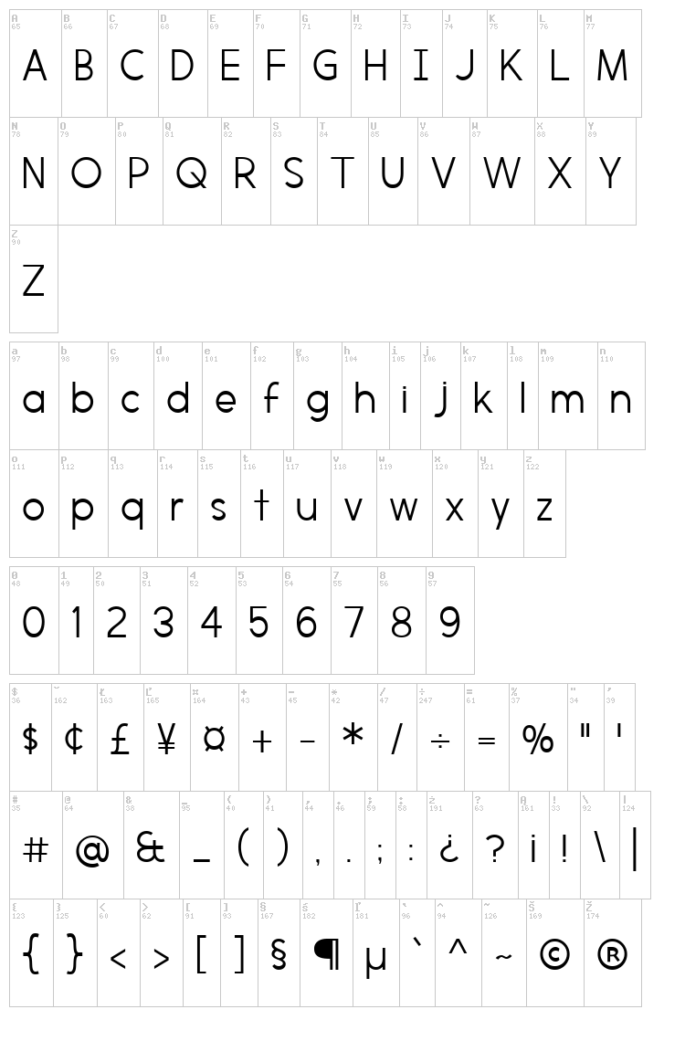 Morningtype font map